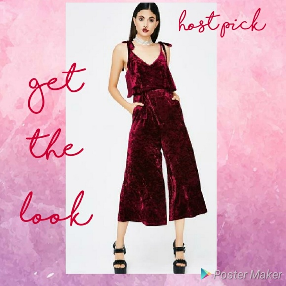 ⭐HP⭐last one Small Romantic Wine Velvet Culotte - Picture 2 of 8